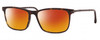 Profile View of Chopard VCH285-0722 Designer Polarized Sunglasses with Custom Cut Red Mirror Lenses in Brown Tortoise Havana Black Grey Unisex Rectangular Full Rim Acetate 55 mm
