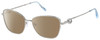 Profile View of Chopard VCHF15S-0579 Designer Polarized Sunglasses with Custom Cut Amber Brown Lenses in Shiny Silver 23KT Gold Plated/Blue/Gemstone Accent Ladies Cat Eye Full Rim Metal 55 mm