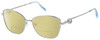 Profile View of Chopard VCHF15S-0579 Designer Polarized Reading Sunglasses with Custom Cut Powered Sun Flower Yellow Lenses in Shiny Silver 23KT Gold Plated/Blue/Gemstone Accent Ladies Cat Eye Full Rim Metal 55 mm