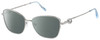 Profile View of Chopard VCHF15S-0579 Designer Polarized Reading Sunglasses with Custom Cut Powered Smoke Grey Lenses in Shiny Silver 23KT Gold Plated/Blue/Gemstone Accent Ladies Cat Eye Full Rim Metal 55 mm
