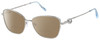 Profile View of Chopard VCHF15S-0579 Designer Polarized Reading Sunglasses with Custom Cut Powered Amber Brown Lenses in Shiny Silver 23KT Gold Plated/Blue/Gemstone Accent Ladies Cat Eye Full Rim Metal 55 mm