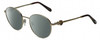 Profile View of Chopard VCHC52S-0594 Designer Polarized Sunglasses with Custom Cut Smoke Grey Lenses in Shiny 23KT Gold Plated/Tortoise Havana Brown/Heart Gemstone Accent Ladies Round Full Rim Metal 51 mm