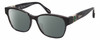 Profile View of Chopard VCH304S-09MS Designer Polarized Sunglasses with Custom Cut Smoke Grey Lenses in Gloss Black Grey Line Pattern/Silver Green Gemstone Flower Accent Ladies Cat Eye Full Rim Acetate 54 mm