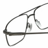 Close Up View of Chopard VCHF56-0568 Designer Reading Eye Glasses with Custom Cut Powered Lenses in Shiny Black Gunmetal Tortoise Havana Brown Mens Rectangular Full Rim Metal 57 mm