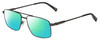 Profile View of Chopard VCHF56-0568 Designer Polarized Reading Sunglasses with Custom Cut Powered Green Mirror Lenses in Shiny Black Gunmetal Tortoise Havana Brown Mens Rectangular Full Rim Metal 57 mm