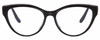 Front View of Chopard VCH323S-0700 Designer Progressive Lens Prescription Rx Eyeglasses in Gloss Black/23KT Gold Plated/Gemstone Accent Ladies Cat Eye Full Rim Acetate 53 mm