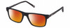 Profile View of Chopard VCH313-0703 Designer Polarized Sunglasses with Custom Cut Red Mirror Lenses in Matte Black Carbon Fiber/Wood Mens Rectangular Full Rim Acetate 53 mm