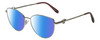 Profile View of Chopard VCHF51S-0579 Designer Polarized Sunglasses with Custom Cut Blue Mirror Lenses in Shiny Silver/Mulberry Purple Crystal/Gemstone Accent Ladies Cat Eye Full Rim Metal 54 mm