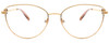 Front View of Chopard VCHF51S-08FC Designer Bi-Focal Prescription Rx Eyeglasses in Shiny 23KT Gold Plated/Pink Crystal/Gemstone Accent Ladies Cat Eye Full Rim Metal 54 mm