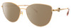 Profile View of Chopard VCHF51S-08FC Designer Polarized Sunglasses with Custom Cut Amber Brown Lenses in Shiny 23KT Gold Plated/Pink Crystal/Gemstone Accent Ladies Cat Eye Full Rim Metal 54 mm