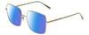 Profile View of Chopard VCHF49M-0300 Designer Polarized Sunglasses with Custom Cut Blue Mirror Lenses in Shiny Gold Ladies Square Full Rim Metal 55 mm