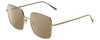 Profile View of Chopard VCHF49M-0300 Designer Polarized Reading Sunglasses with Custom Cut Powered Amber Brown Lenses in Shiny Gold Ladies Square Full Rim Metal 55 mm