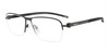 Profile View of Chopard VCHD83-0568 Designer Single Vision Prescription Rx Eyeglasses in Matte Brown Carbon Fiber Mens Rectangular Semi-Rimless Metal 57 mm