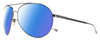 Profile View of Chopard SCHD57M-568P Designer Polarized Sunglasses with Custom Cut Blue Mirror Lenses in Shiny Black Gunmetal Mens Pilot Full Rim Metal 64 mm