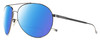 Profile View of Chopard SCHD57M-568P Designer Polarized Reading Sunglasses with Custom Cut Powered Blue Mirror Lenses in Shiny Black Gunmetal Mens Pilot Full Rim Metal 64 mm