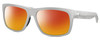 Profile View of Costa Del Mar Baffin Designer Polarized Sunglasses with Custom Cut Red Mirror Lenses in Matte Light Grey Unisex Square Full Rim Acetate 58 mm