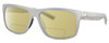 Profile View of Costa Del Mar Baffin Designer Polarized Reading Sunglasses with Custom Cut Powered Sun Flower Yellow Lenses in Matte Light Grey Unisex Square Full Rim Acetate 58 mm