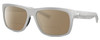 Profile View of Costa Del Mar Baffin Designer Polarized Reading Sunglasses with Custom Cut Powered Amber Brown Lenses in Matte Light Grey Unisex Square Full Rim Acetate 58 mm