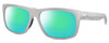 Profile View of Costa Del Mar Baffin Designer Polarized Reading Sunglasses with Custom Cut Powered Green Mirror Lenses in Matte Light Grey Unisex Square Full Rim Acetate 58 mm