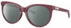 Profile View of Costa Del Mar Victoria Designer Polarized Reading Sunglasses with Custom Cut Powered Smoke Grey Lenses in Matte Plum Purple Silver Ladies Cat Eye Full Rim Acetate 55 mm