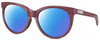 Profile View of Costa Del Mar Victoria Designer Polarized Reading Sunglasses with Custom Cut Powered Blue Mirror Lenses in Matte Plum Purple Silver Ladies Cat Eye Full Rim Acetate 55 mm