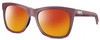 Profile View of Costa Del Mar Caldera Designer Polarized Sunglasses with Custom Cut Red Mirror Lenses in Matte Plum Purple Silver Unisex Square Full Rim Acetate 55 mm