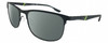 Profile View of Columbia C117S Designer Polarized Sunglasses with Custom Cut Smoke Grey Lenses in Satin Black Green Mens Rectangular Full Rim Metal 59 mm