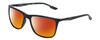 Profile View of Columbia C553S Designer Polarized Sunglasses with Custom Cut Red Mirror Lenses in Matte Black Blue Mens Rectangular Full Rim Acetate 62 mm