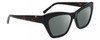 Profile View of DKNY DK535S Designer Polarized Sunglasses with Custom Cut Smoke Grey Lenses in Gloss Black Dark Tortoise Havana Brown Ladies Cat Eye Full Rim Acetate 55 mm