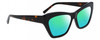 Profile View of DKNY DK535S Designer Polarized Reading Sunglasses with Custom Cut Powered Green Mirror Lenses in Gloss Black Dark Tortoise Havana Brown Ladies Cat Eye Full Rim Acetate 55 mm