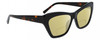 Profile View of DKNY DK535S Designer Polarized Reading Sunglasses with Custom Cut Powered Sun Flower Yellow Lenses in Gloss Black Dark Tortoise Havana Brown Ladies Cat Eye Full Rim Acetate 55 mm