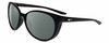 Profile View of NIKE ESSENCE CT8234 Designer Polarized Sunglasses with Custom Cut Smoke Grey Lenses in Gloss Black White Unisex Oval Full Rim Acetate 56 mm