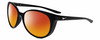 Profile View of NIKE ESSENCE CT8234 Designer Polarized Sunglasses with Custom Cut Red Mirror Lenses in Gloss Black White Unisex Oval Full Rim Acetate 56 mm