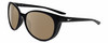 Profile View of NIKE ESSENCE CT8234 Designer Polarized Sunglasses with Custom Cut Amber Brown Lenses in Gloss Black White Unisex Oval Full Rim Acetate 56 mm