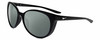 Profile View of NIKE ESSENCE CT8234 Designer Polarized Reading Sunglasses with Custom Cut Powered Smoke Grey Lenses in Gloss Black White Unisex Oval Full Rim Acetate 56 mm