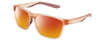 Profile View of NIKE MAVERICK S M DJ Designer Polarized Sunglasses with Custom Cut Red Mirror Lenses in Washed Coral Pink Orange Frosted Crystal Unisex Rectangular Full Rim Acetate 55 mm