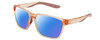 Profile View of NIKE MAVERICK S M DJ Designer Polarized Sunglasses with Custom Cut Blue Mirror Lenses in Washed Coral Pink Orange Frosted Crystal Unisex Rectangular Full Rim Acetate 55 mm