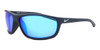 Profile View of NIKE RABID M EV1110 Men's Designer Sunglasses in Obsidian/Grey Blue Mirror 64 mm