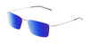 Profile View of Porsche Design P8364 Designer Polarized Reading Sunglasses with Custom Cut Powered Blue Mirror Lenses in Shiny Gold Black Unisex Rectangular Full Rim Titanium 55 mm