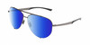 Profile View of Porsche Design P8920 Designer Polarized Sunglasses with Custom Cut Blue Mirror Lenses in Satin Dark Gunmetal Grey Black Unisex Pilot Full Rim Metal 63 mm