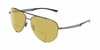Profile View of Porsche Design P8920 Designer Polarized Reading Sunglasses with Custom Cut Powered Sun Flower Yellow Lenses in Satin Dark Gunmetal Grey Black Unisex Pilot Full Rim Metal 63 mm