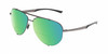 Profile View of Porsche Design P8920 Designer Polarized Reading Sunglasses with Custom Cut Powered Green Mirror Lenses in Satin Dark Gunmetal Grey Black Unisex Pilot Full Rim Metal 63 mm