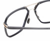 Close Up View of Porsche Design P8934 Designer Reading Eye Glasses in Matte Charcoal Grey Gold Unisex Pilot Full Rim Acetate 59 mm