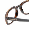 Close Up View of Wiley-X Ultra Captivate Designer Reading Eye Glasses with Custom Cut Powered Lenses in Gloss Amber Brown Tortoise Havana Black Gold Ladies Panthos Full Rim Acetate 51 mm