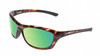 Profile View of Wiley-X Glory Captivate Designer Polarized Reading Sunglasses with Custom Cut Powered Green Mirror Lenses in Gloss Amber Brown Tortoise Havana Black Silver Ladies Oval Full Rim Acetate 63 mm