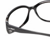 Close Up View of Wiley-X Mystique Designer Reading Eye Glasses in Gloss Black Silver Ladies Oval Full Rim Acetate 64 mm