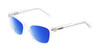 Profile View of QUAY Australia Hardwire Mini Designer Polarized Reading Sunglasses with Custom Cut Powered Blue Mirror Lenses in Clear Crystal Gold Unisex Cat Eye Full Rim Acetate 51 mm