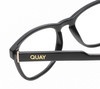 Close Up View of QUAY Australia Hardwire Mini Designer Bi-Focal Prescription Rx Eyeglasses in Gloss Black Gold Unisex Cat Eye Full Rim Acetate 51 mm