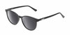 Profile View of QUAY Australia Blueprint Designer Polarized Sunglasses with Custom Cut Smoke Grey Lenses in Gloss Black Silver Unisex Round Full Rim Acetate 51 mm