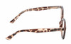 Side View of QUAY Australia Rumours Designer Blue Light Blocking Eyeglasses in Amber Brown Crystal Tortoise Havana Gold Ladies Cat Eye Full Rim Acetate 57 mm